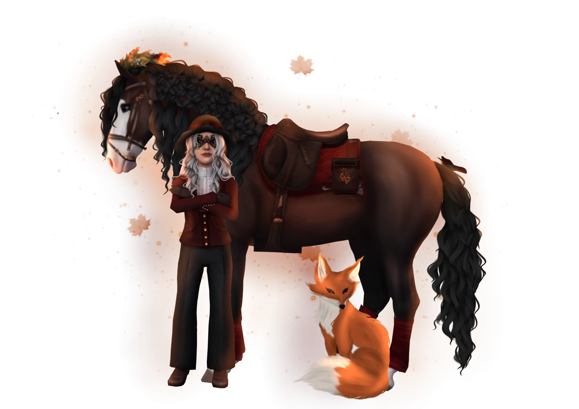 Tenue officielle de la cavalière et du cheval Fall Hearts